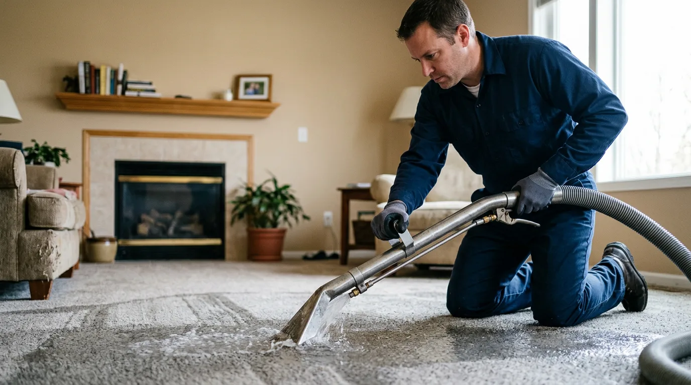 Water damage restoration technician working near Overgaard, AZ